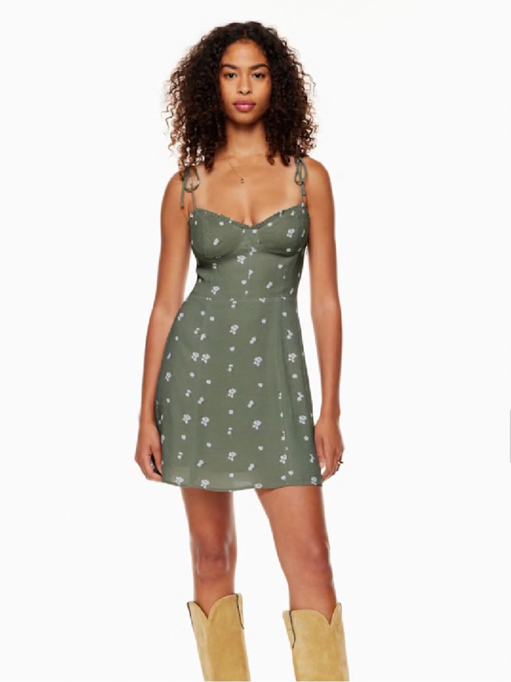 Wilfred Aritzia Fable Dress sage/white size 8 NWT